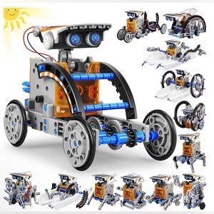 Solar-Powered Robot Building Kit - Blue and Gray